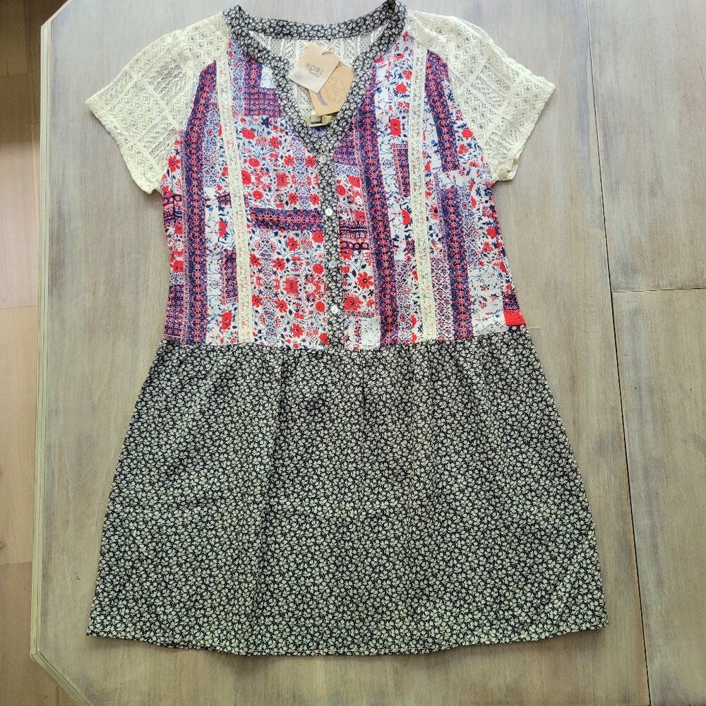 NWT Kori America Dress Womens Small Floral Bohemian Style Light Weight